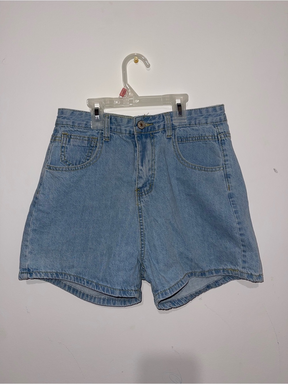 Classic High-Rise Light Blue Denim Shorts - Women's